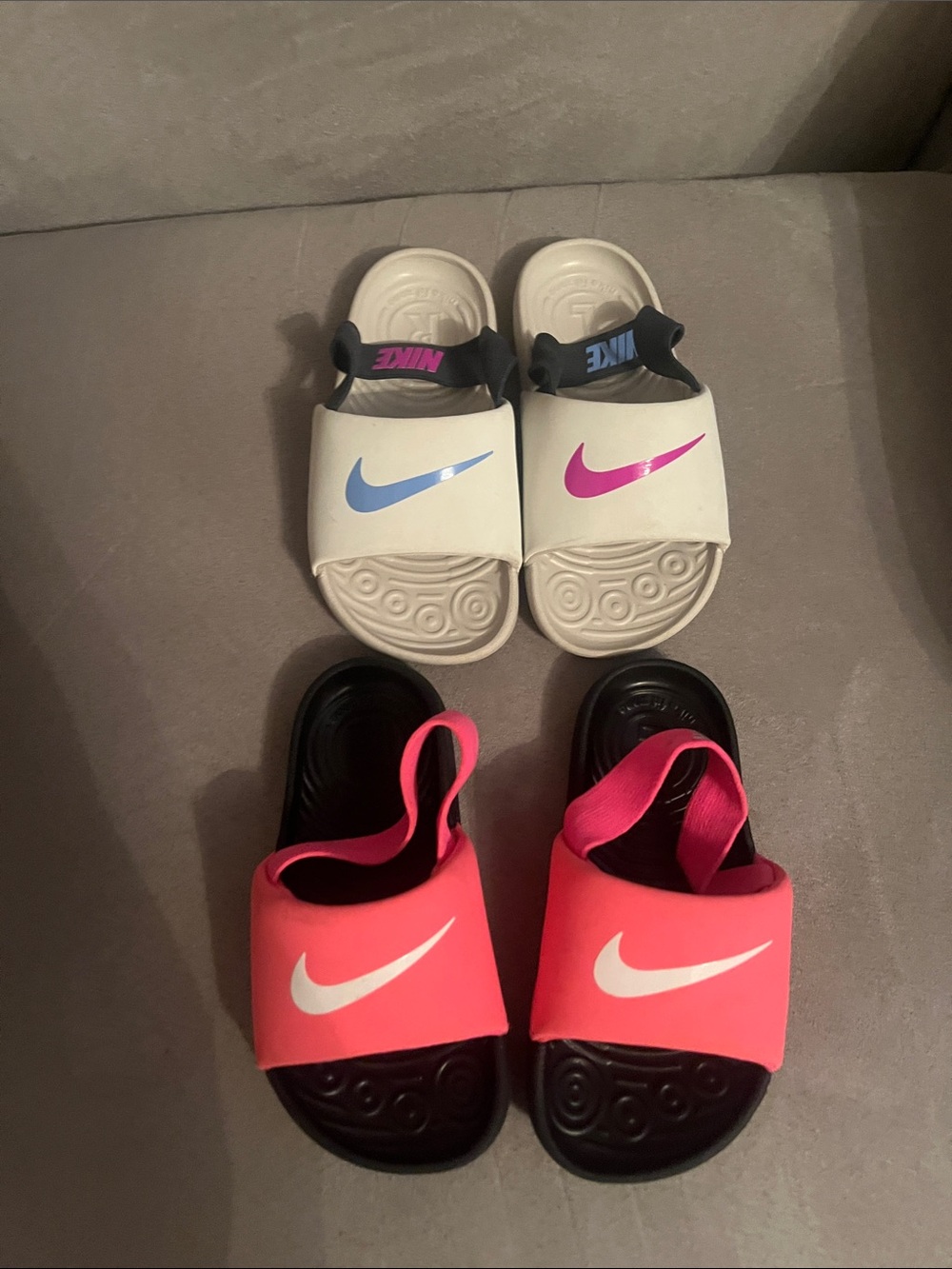 Nike Kids Slide Sandals 2 pairs - Cream and Bright Pink